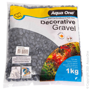 Aqua One Decorative Gravel 1kg Black 7mm