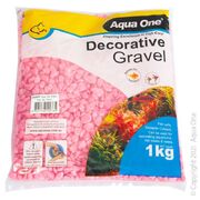 Aqua One Decorative Gravel 1kg Pink 7mm